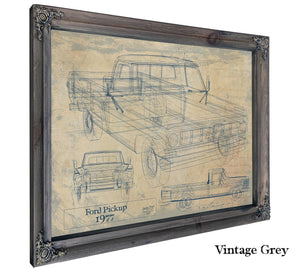 Cutler West 1977 Ford Pickup Truck Model, Original Mancave Blueprint Art