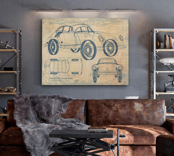 Cutler West Old Coupe Car Blueprint Auto Car - Original Mancave Art