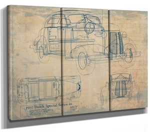 Cutler West Vintage Car Blueprint Art: 1937 Auto Patent Print