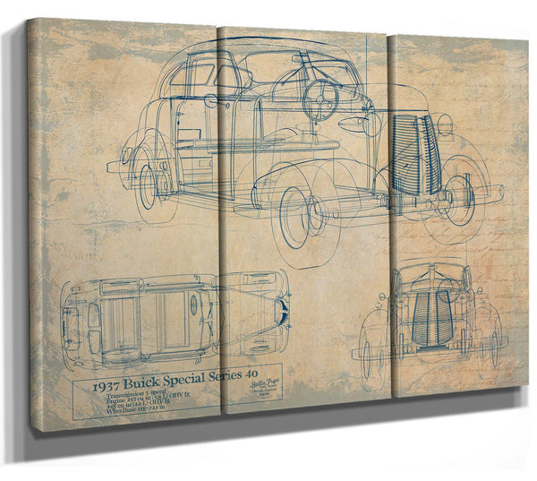 Cutler West Vintage Car Blueprint Art: 1937 Auto Patent Print