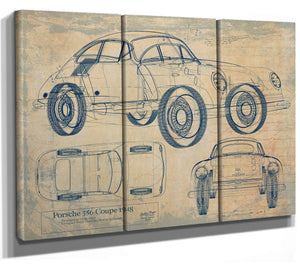 Cutler West Old Coupe Car Blueprint Auto Car - Original Mancave Art