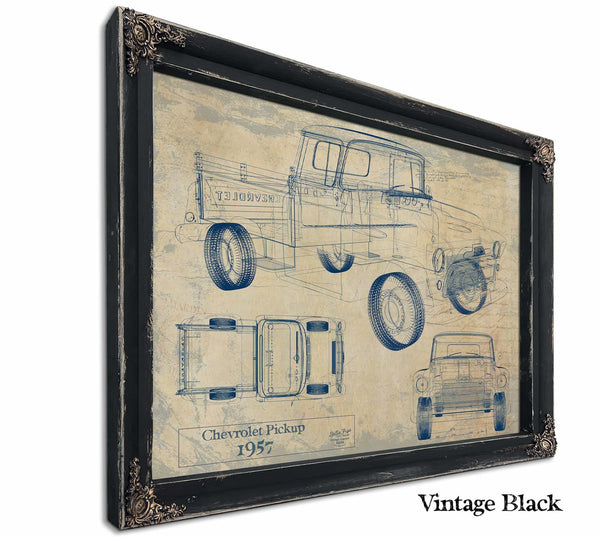 Cutler West Vintage 1957 Chevrolet Pickup Truck Model Mancave Blueprint Art