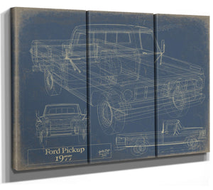 Cutler West 1977 Ford Pickup Truck Model, Original Mancave Blueprint Art