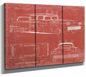 Cutler West 1950's Ambulance Car Blueprint - Gifts for Dad - Mancave Art
