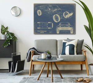 Cutler West 1968 Mustang Car Model Print, Original Blueprint Canvas