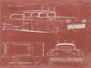 Cutler West 1950's Ambulance Car Blueprint - Gifts for Dad - Mancave Art