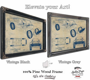 Cutler West 1968 Mustang Car Model Print, Original Blueprint Canvas