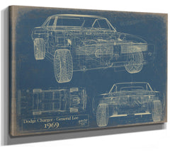 Cutler West Vintage 1969 Car Model Print, Original Blueprint Canvas, Framed, or Unframed Art