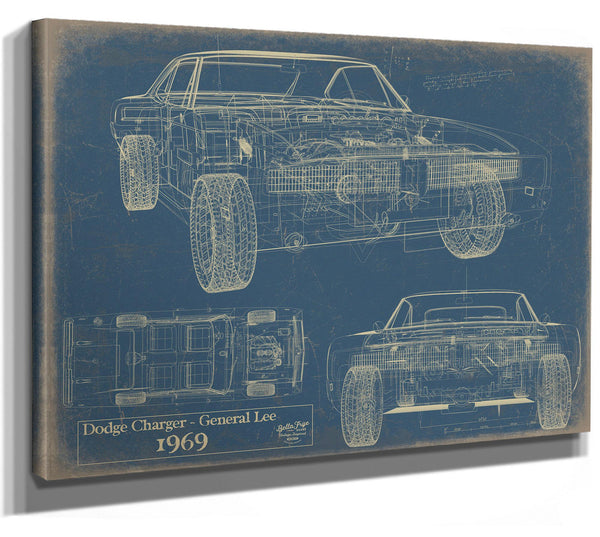 Cutler West Vintage 1969 Car Model Print, Original Blueprint Canvas, Framed, or Unframed Art