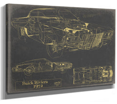 Cutler West Vintage Vehicle 1972 Car Model Print, Original Blueprint Canvas
