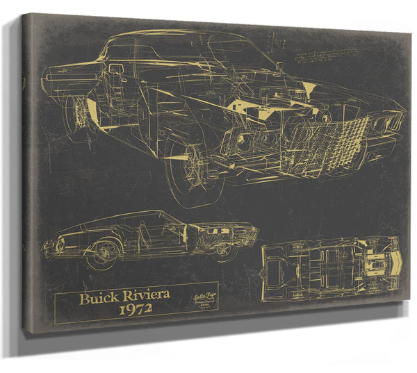 Cutler West Vintage Vehicle 1972 Car Model Print, Original Blueprint Canvas