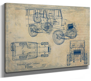 Cutler West 1970 Land Cruiser FJ40 Model Print, Original Blueprint Canvas
