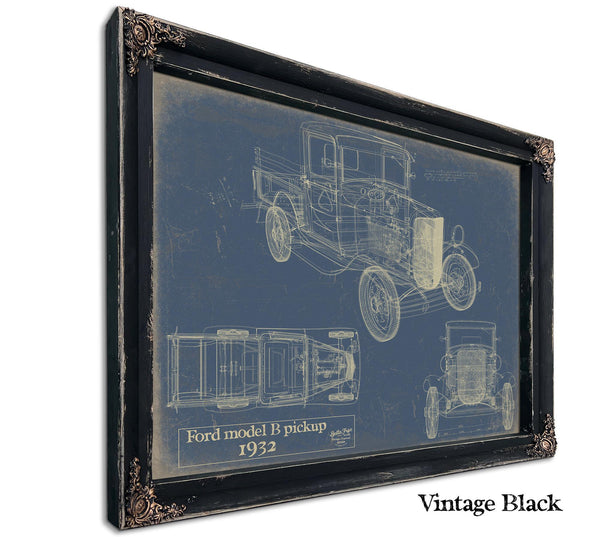 Cutler West 1932 Ford Model B Pickup Blueprint Art: Vintage Automotive Print