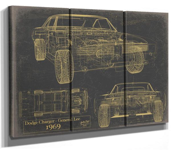 Cutler West Vintage 1969 Car Model Print, Original Blueprint Canvas, Framed, or Unframed Art