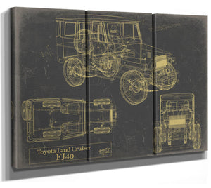 Cutler West 1970 Land Cruiser FJ40 Model Print, Original Blueprint Canvas