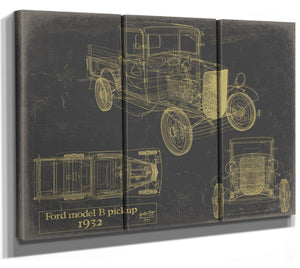 Cutler West 1932 Ford Model B Pickup Blueprint Art: Vintage Automotive Print