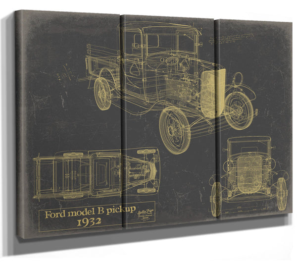 Cutler West 1932 Ford Model B Pickup Blueprint Art: Vintage Automotive Print