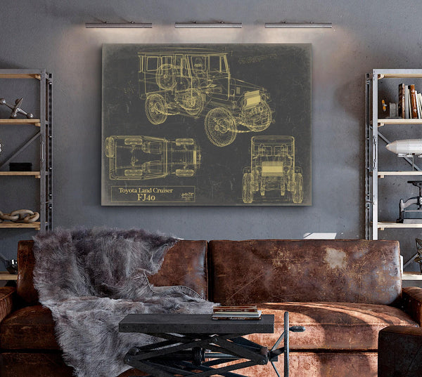 Cutler West 1970 Land Cruiser FJ40 Model Print, Original Blueprint Canvas