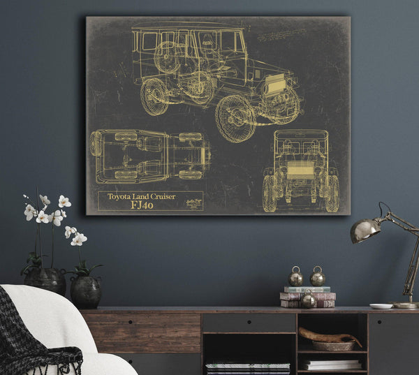 Cutler West 1970 Land Cruiser FJ40 Model Print, Original Blueprint Canvas