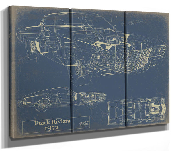 Cutler West Vintage Vehicle 1972 Car Model Print, Original Blueprint Canvas