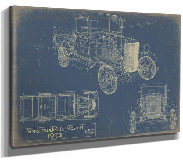 Cutler West 1932 Ford Model B Pickup Blueprint Art: Vintage Automotive Print
