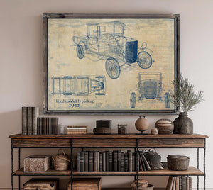 Cutler West 1932 Ford Model B Pickup Blueprint Art: Vintage Automotive Print