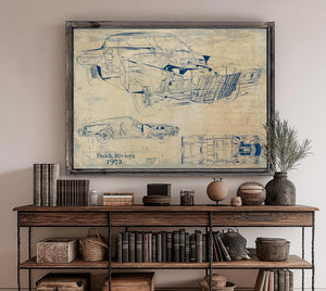 Cutler West Vintage Vehicle 1972 Car Model Print, Original Blueprint Canvas