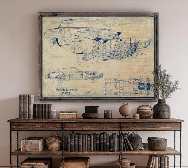 Cutler West Vintage Vehicle 1972 Car Model Print, Original Blueprint Canvas