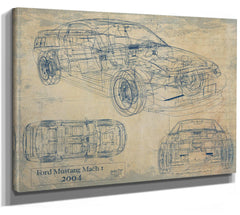 Cutler West Vintage 2004 Mustang Mach 1 Car Model Print, Original Blueprint Canvas