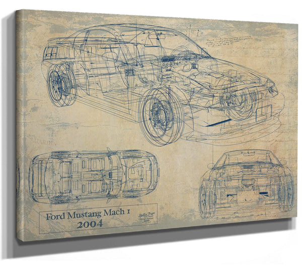 Cutler West Vintage 2004 Mustang Mach 1 Car Model Print, Original Blueprint Canvas