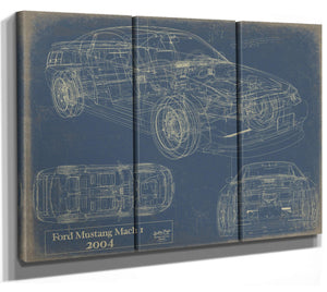 Cutler West Vintage 2004 Mustang Mach 1 Car Model Print, Original Blueprint Canvas
