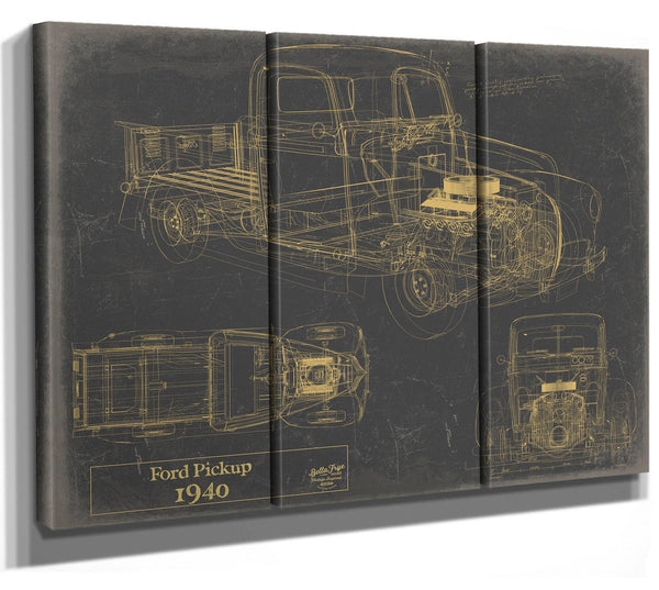 Cutler West 1940 Ford Pickup, Truck Model Mancave Blueprint Art
