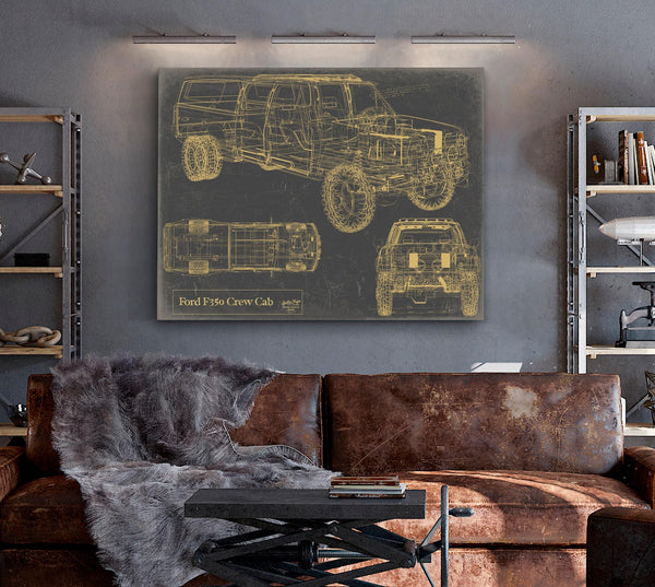Cutler West Vintage 2020's Truck Model Mancave Blueprint Art