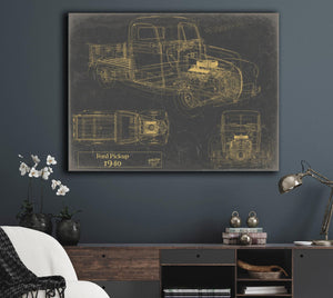 Cutler West 1940 Ford Pickup, Truck Model Mancave Blueprint Art