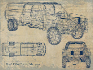Cutler West Vintage 2020's Truck Model Mancave Blueprint Art