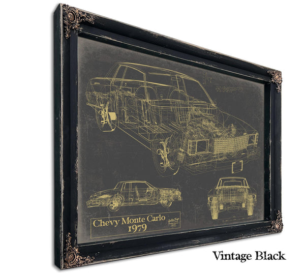 Cutler West Vintage 1979 Chevy Monte Carlo Model Mancave Blueprint Art