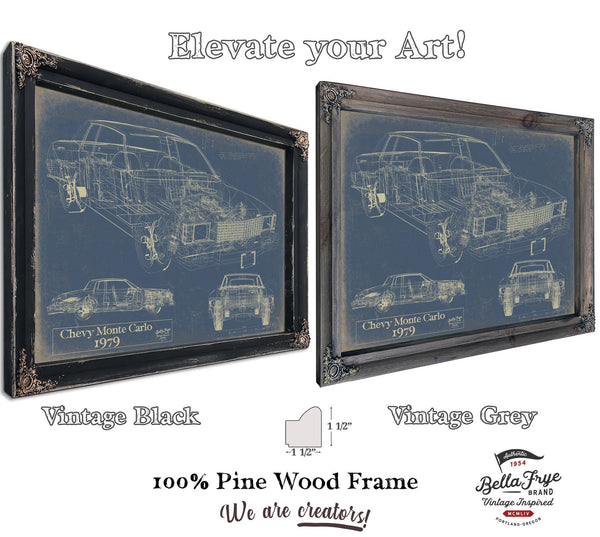 Cutler West Vintage 1979 Chevy Monte Carlo Model Mancave Blueprint Art