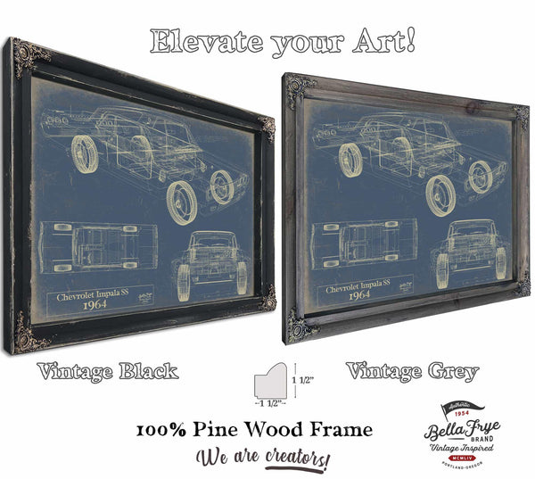 Cutler West Vintage 1964 Chevrolet Impala SS Car Model Print, Original Blueprint Canvas