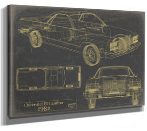 Cutler West 1982 Chevrolet El Camino Blueprint Art: Vintage Car Model Print