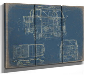 Cutler West Vintage 1966 Double Cab Car Model Print, Original Blueprint Canvas, Framed, or Unframed Art