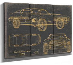 Cutler West Vintage 1971 Car Model Print, Original Blueprint Canvas, Framed, or Unframed Art