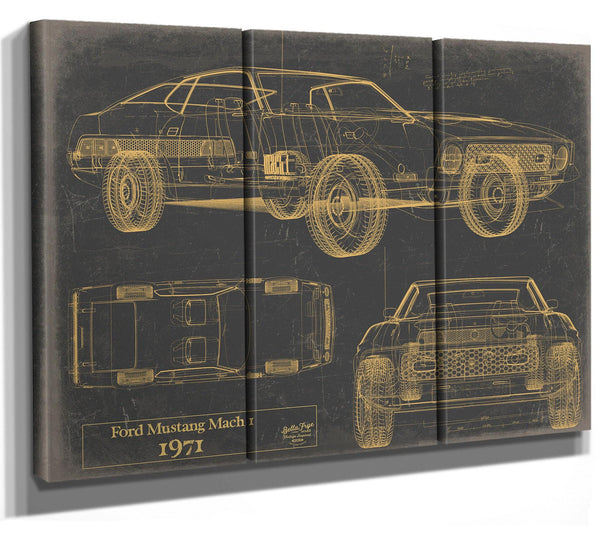 Cutler West Vintage 1971 Car Model Print, Original Blueprint Canvas, Framed, or Unframed Art