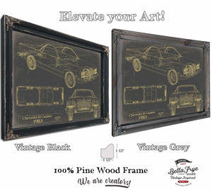 Cutler West 1982 Chevrolet El Camino Blueprint Art: Vintage Car Model Print