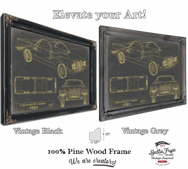 Cutler West 1982 Chevrolet El Camino Blueprint Art: Vintage Car Model Print