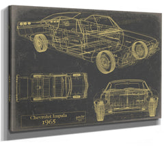 Cutler West Vintage 1965 Chevrolet Impala Car Model Print, Original Blueprint Canvas