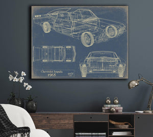 Cutler West Vintage 1965 Chevrolet Impala Car Model Print, Original Blueprint Canvas