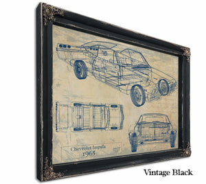 Cutler West Vintage 1965 Chevrolet Impala Car Model Print, Original Blueprint Canvas