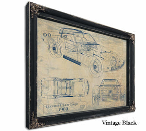 Cutler West Classic 1969 Corvette C3 427 Coupe Car Art - Gifts for Guys - Original Vehicle Print