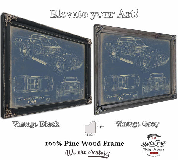 Cutler West Classic 1969 Corvette C3 427 Coupe Car Art - Gifts for Guys - Original Vehicle Print