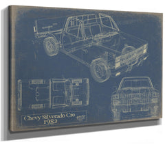 Cutler West 1982 Chevy Silverado C10 Blueprint Art: Vintage Car Model Print